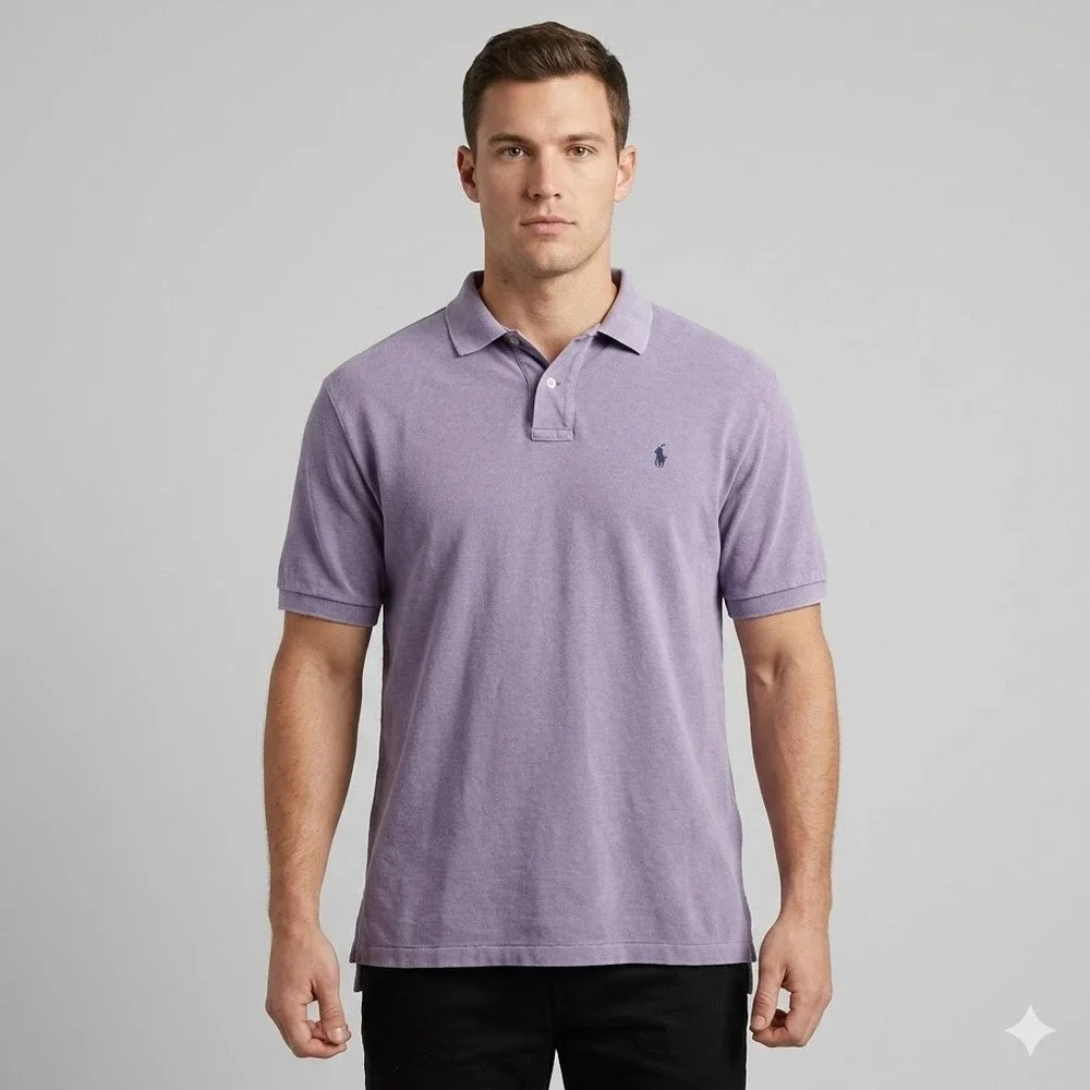 Vintage Polo Ralph Lauren Pique‎ Cotton Knit Short Sleeve Polo Shirt XXL Purple